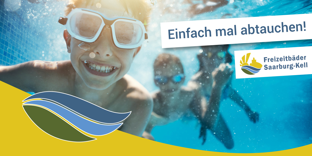 Symbolbild mit drei Kindern, die in einem Schwimmbecken Unterwasser tauchen